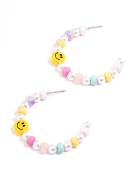 Silver Smiley Hoop Earrings