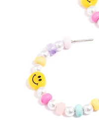 Silver Smiley Hoop Earrings