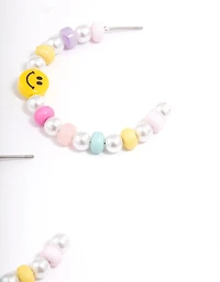 Silver Smiley Hoop Earrings