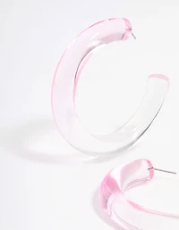 Plastic Pink Ombre Hoop Earrings