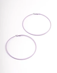 Boucles d’oreilles en cerceau à bord de feutre recouvert de violet 9 cm