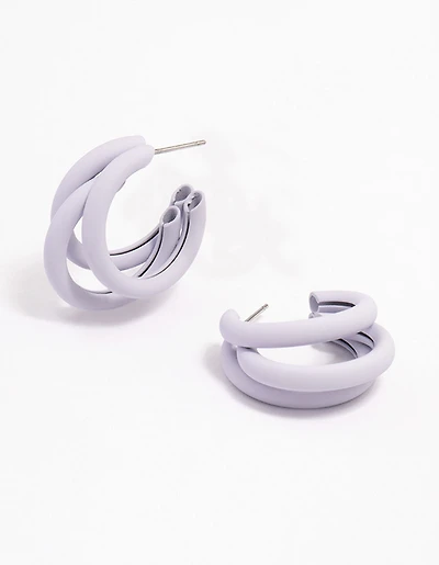 Lilac Coated Triangular Hoop Earrings