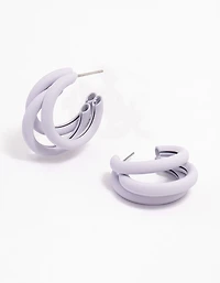 Lilac Coated Triangular Hoop Earrings