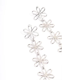 Silver Flower Drop Earrings