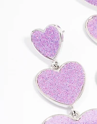 Silver Pink Heart Statement Earrings