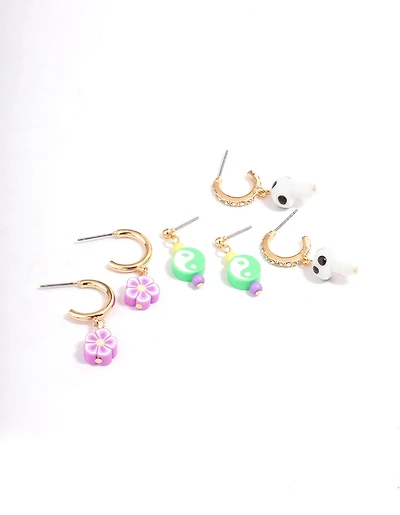 Pink Yin & Yang Stacker Earrings