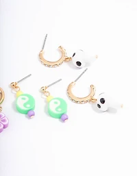 Pink Yin & Yang Stacker Earrings