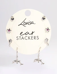 Silver Dolphin Stacker Earrings