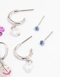 Purple Smiley Stacker Earrings