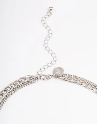 Silver Puffy Heart Multi-Necklace