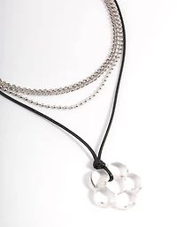 Silver Acrylic Flower Necklace