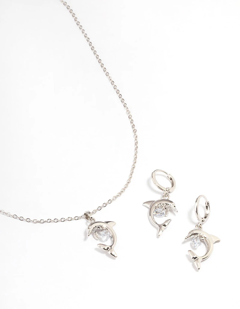 Silver Dolphin Jewellery Set