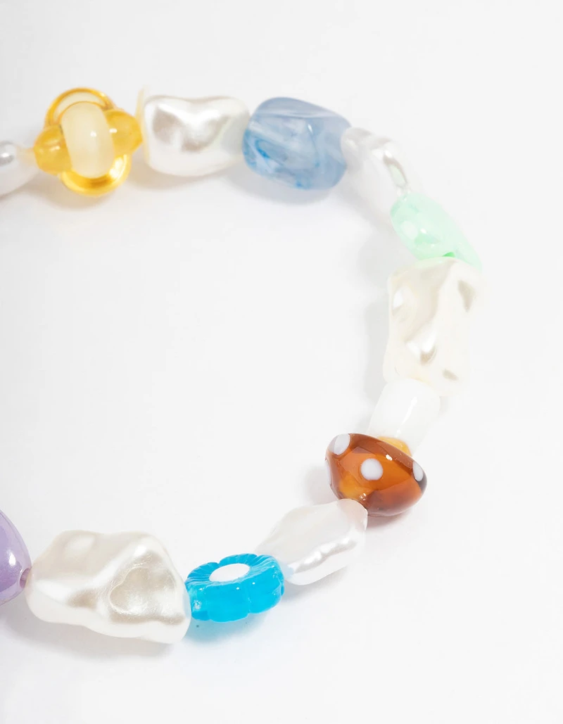 Gold Pearl Multi Charm Bracelet