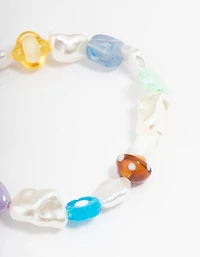 Gold Pearl Multi Charm Bracelet