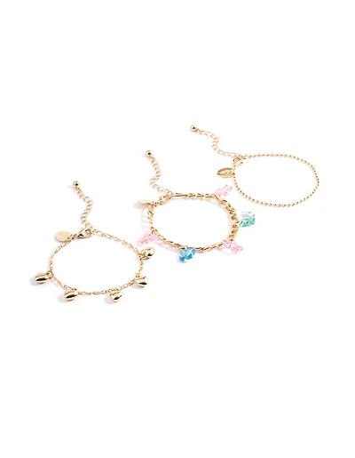 Gold Butterfly Puffy Heart Bracelet