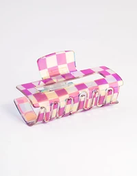 Purple Checkered Claw Clip