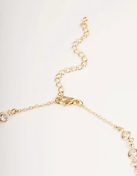Gold Cubic Zirconia Station Anklet