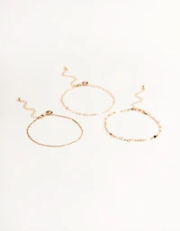 Gold Linked Diamond Anklet Pack