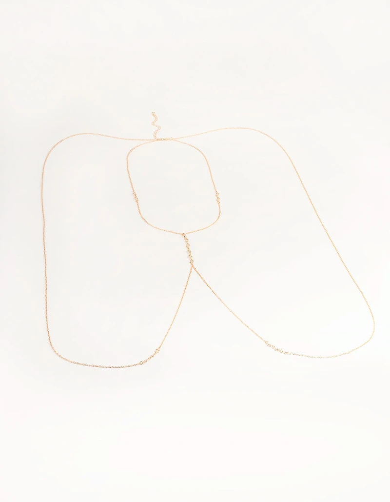 Gold Cubic Zirconia Centre Body Chain