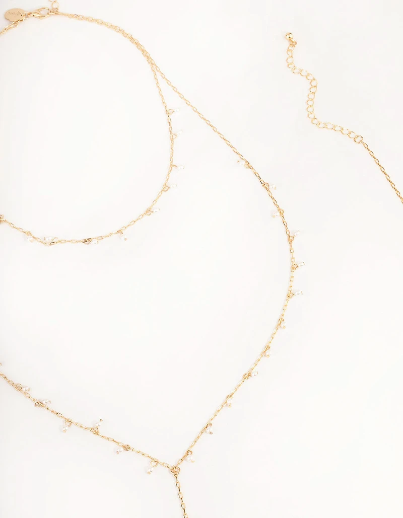 Gold Dainty Pearl Body Chain