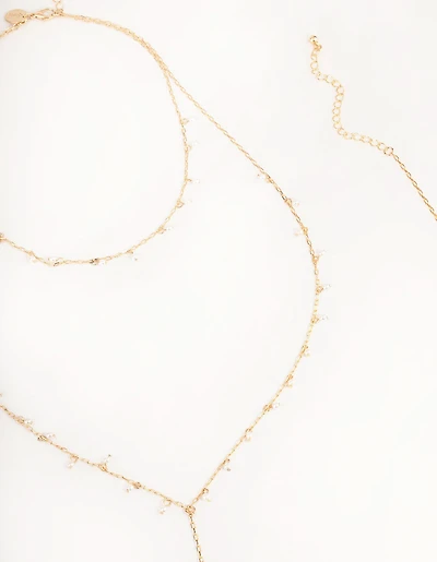 Gold Dainty Pearl Body Chain