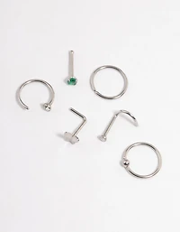 Surgical Steel Butterfly Green Nose 6-Pack