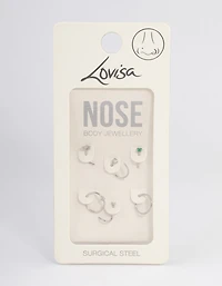 Surgical Steel Butterfly Green Nose 6-Pack