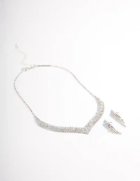 Silver DIamante Pointed Jewellery Set