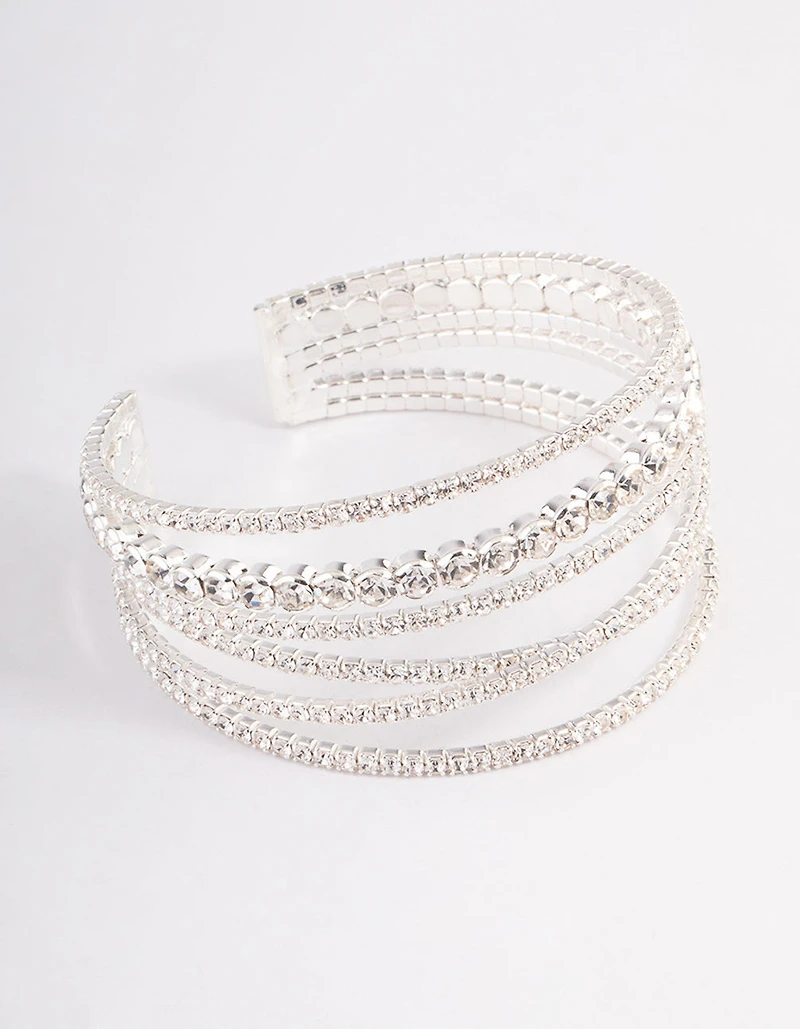 Silver Criss Cross Cupchain Wrist Cuff