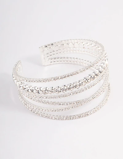Silver Criss Cross Cupchain Wrist Cuff