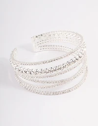 Silver Criss Cross Cupchain Wrist Cuff