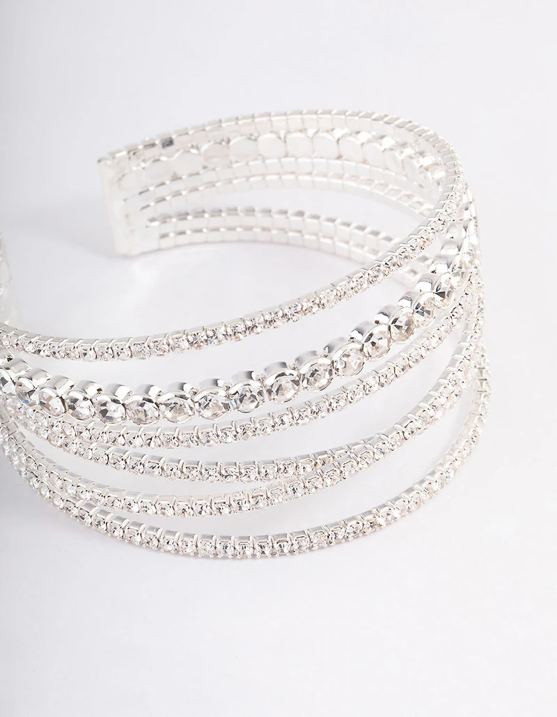 Silver Criss Cross Cupchain Wrist Cuff