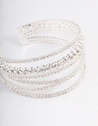 Silver Criss Cross Cupchain Wrist Cuff