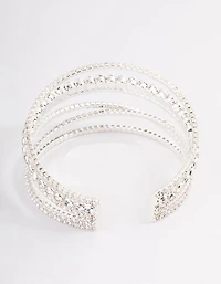Silver Criss Cross Cupchain Wrist Cuff