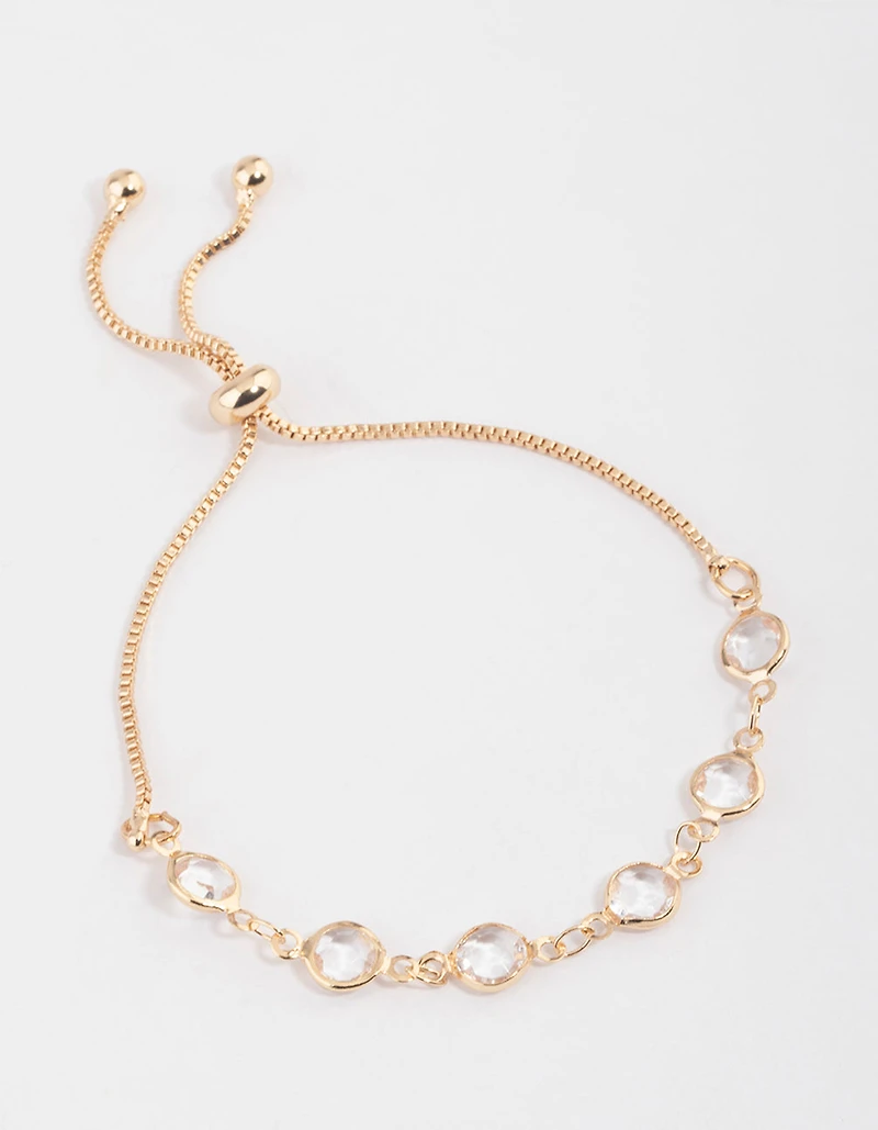 Gold Circle Glass Stone Toggle Bracelet