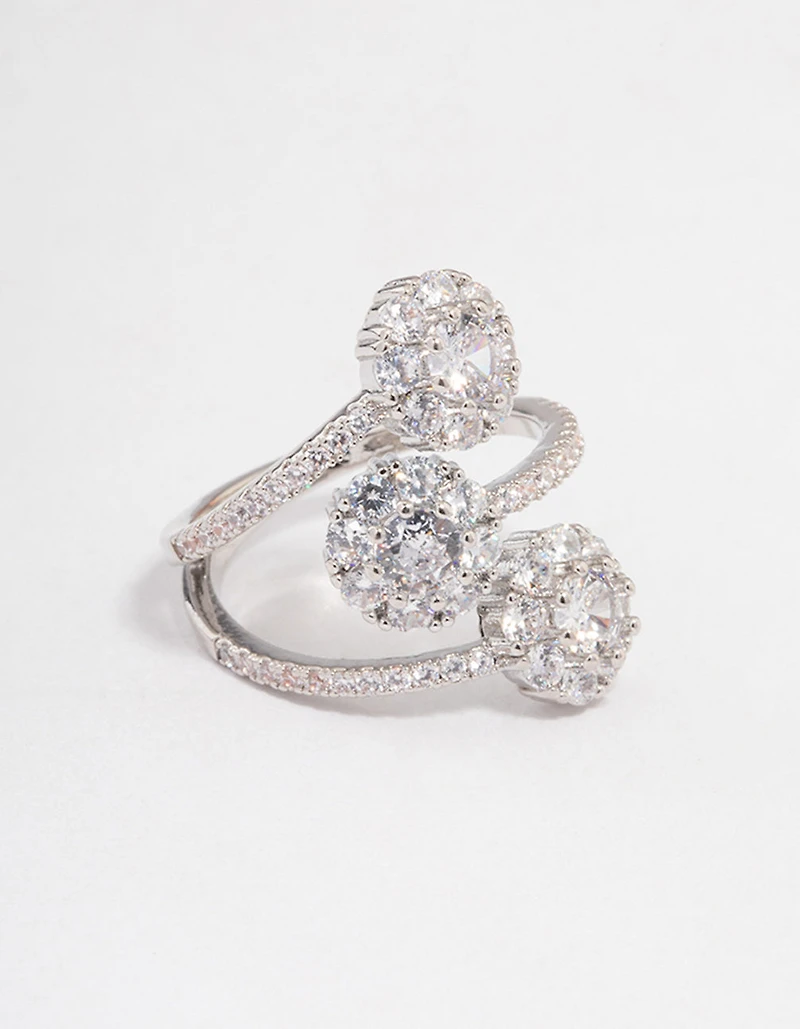 Anneau du round trois niveaux Rhodium