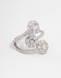 Anneau du round trois niveaux Rhodium