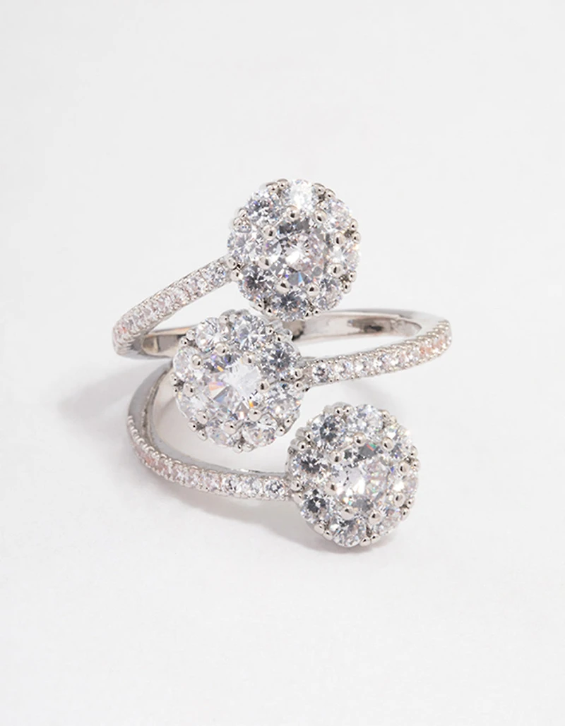 Anneau du round trois niveaux Rhodium