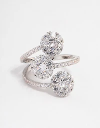 Anneau du round trois niveaux Rhodium
