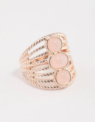 Rose Gold Vertical Triple Stone Ring