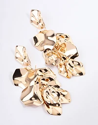 Gold Coated Petal Drop Earrings