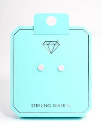 Sterling Silver Pink Opal Stud Earrings