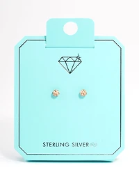Sterling Silver Silk Pave Ball Stud Earrings