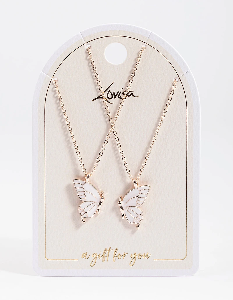 Rose Gold Best Friend Butterfly Necklace Pack