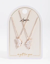 Rose Gold Best Friend Butterfly Necklace Pack