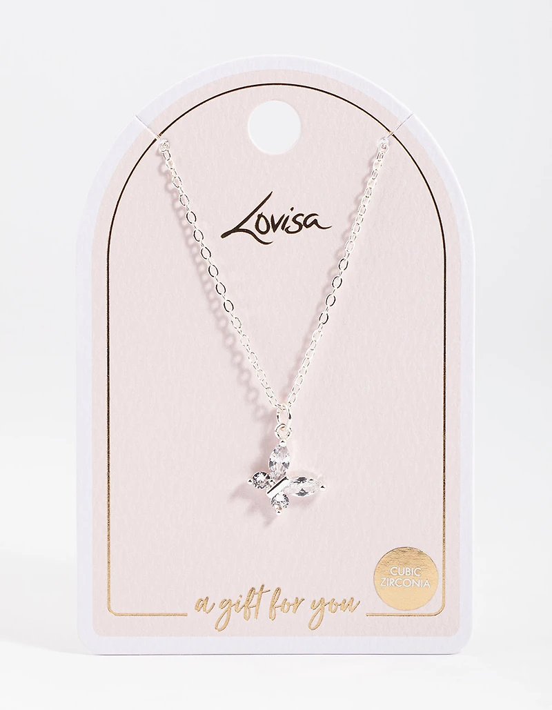Silver Asymmetrical Butterfly Necklace