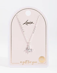 Silver Asymmetrical Butterfly Necklace