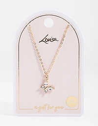 Gold Asymmetrical Butterfly Necklace