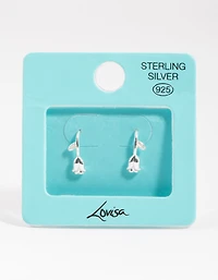 Sterling Silver Rose Drop Hoop Earrings