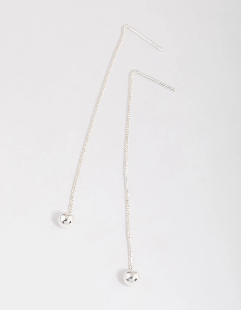 Sterling Silver Ball Threader Earrings